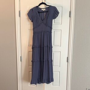 Pinch Navy Midi Dress with Ruffle Accents